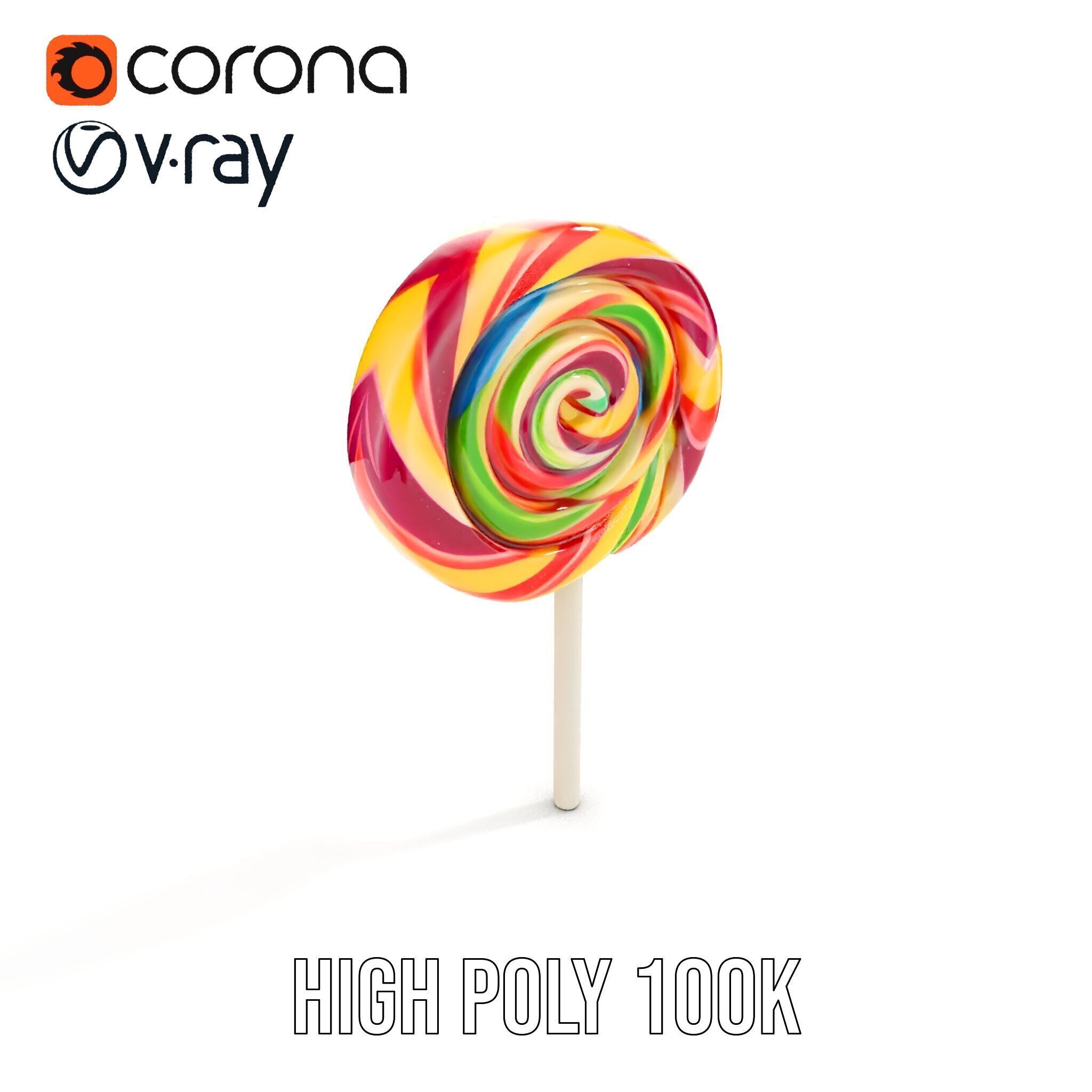 Colorful Lollipop D model pack Low-poly 3D model_30