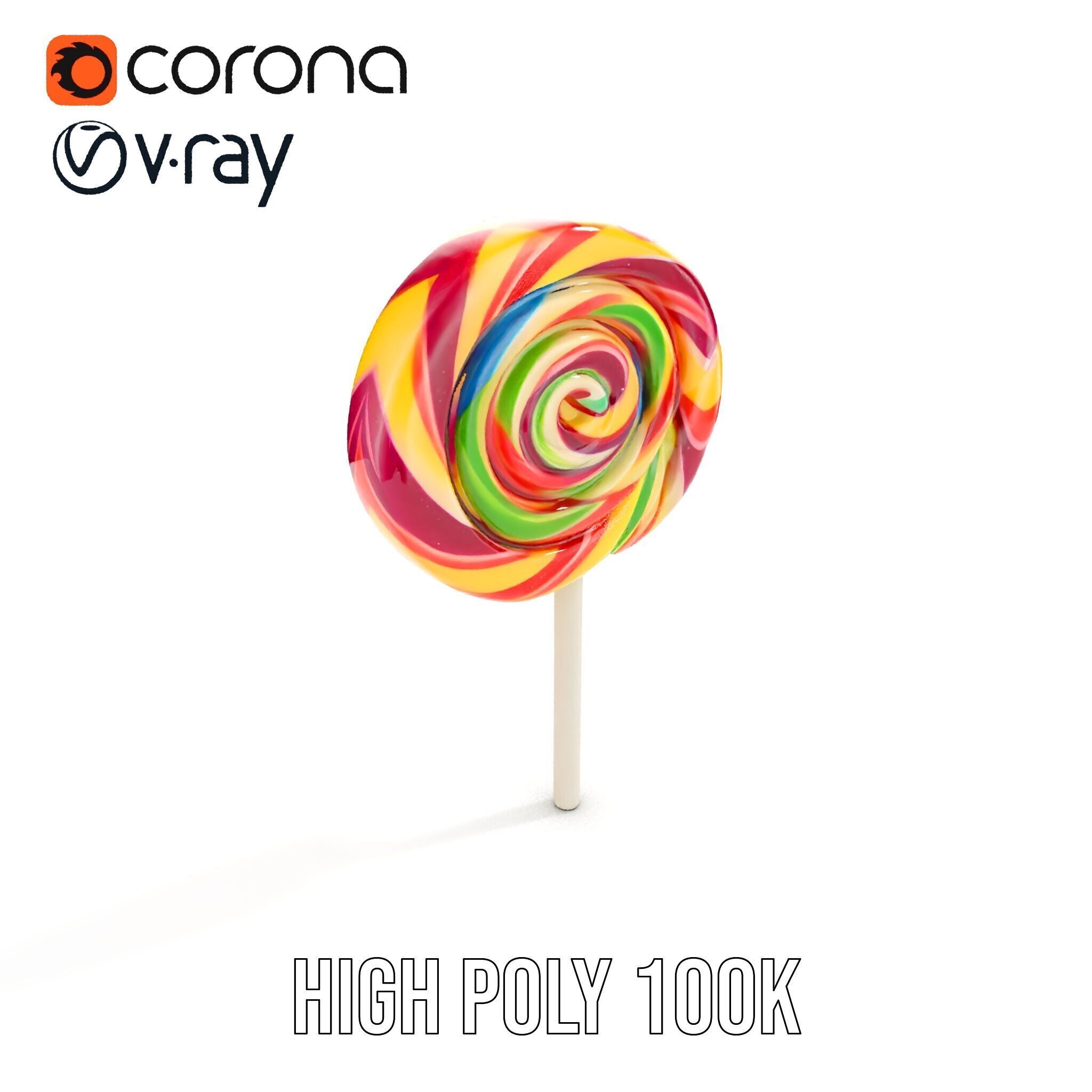 Colorful Lollipop D model pack Low-poly 3D model_16