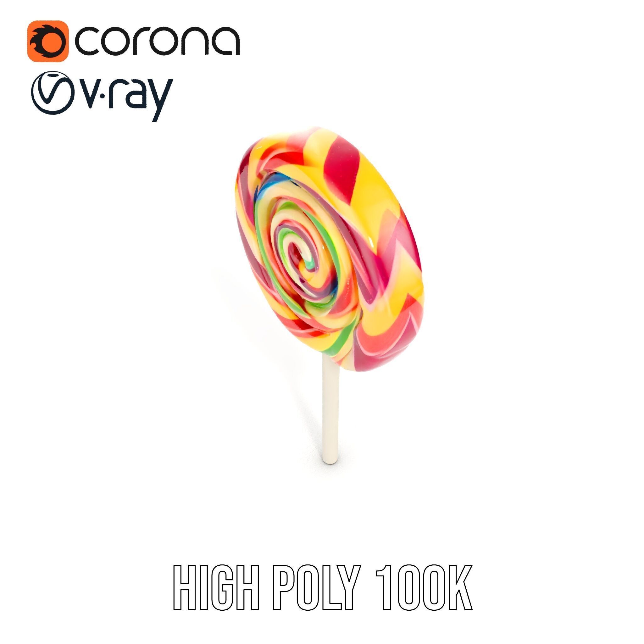 Colorful Lollipop D model pack Low-poly 3D model_10