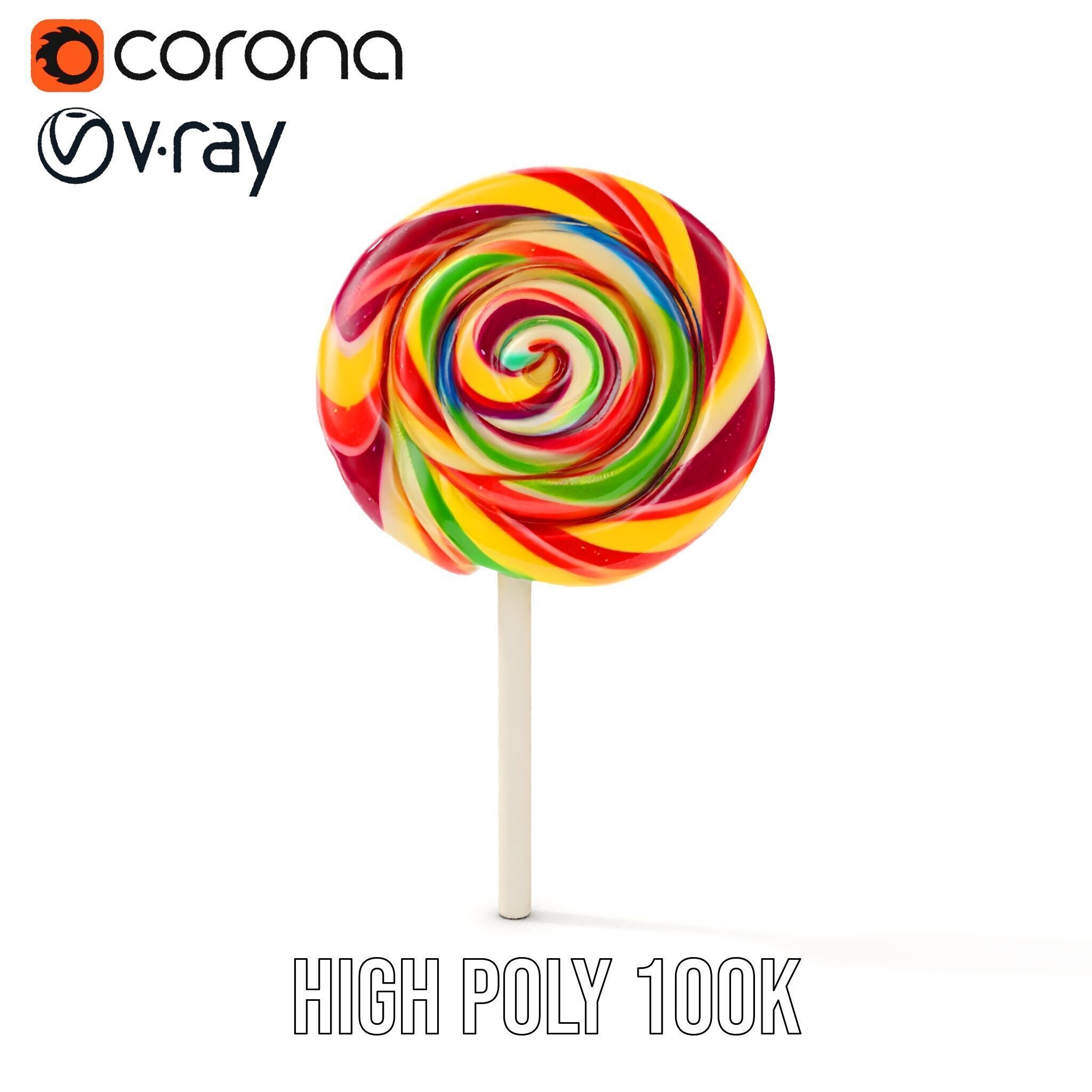 Colorful Lollipop D model pack Low-poly 3D model_29