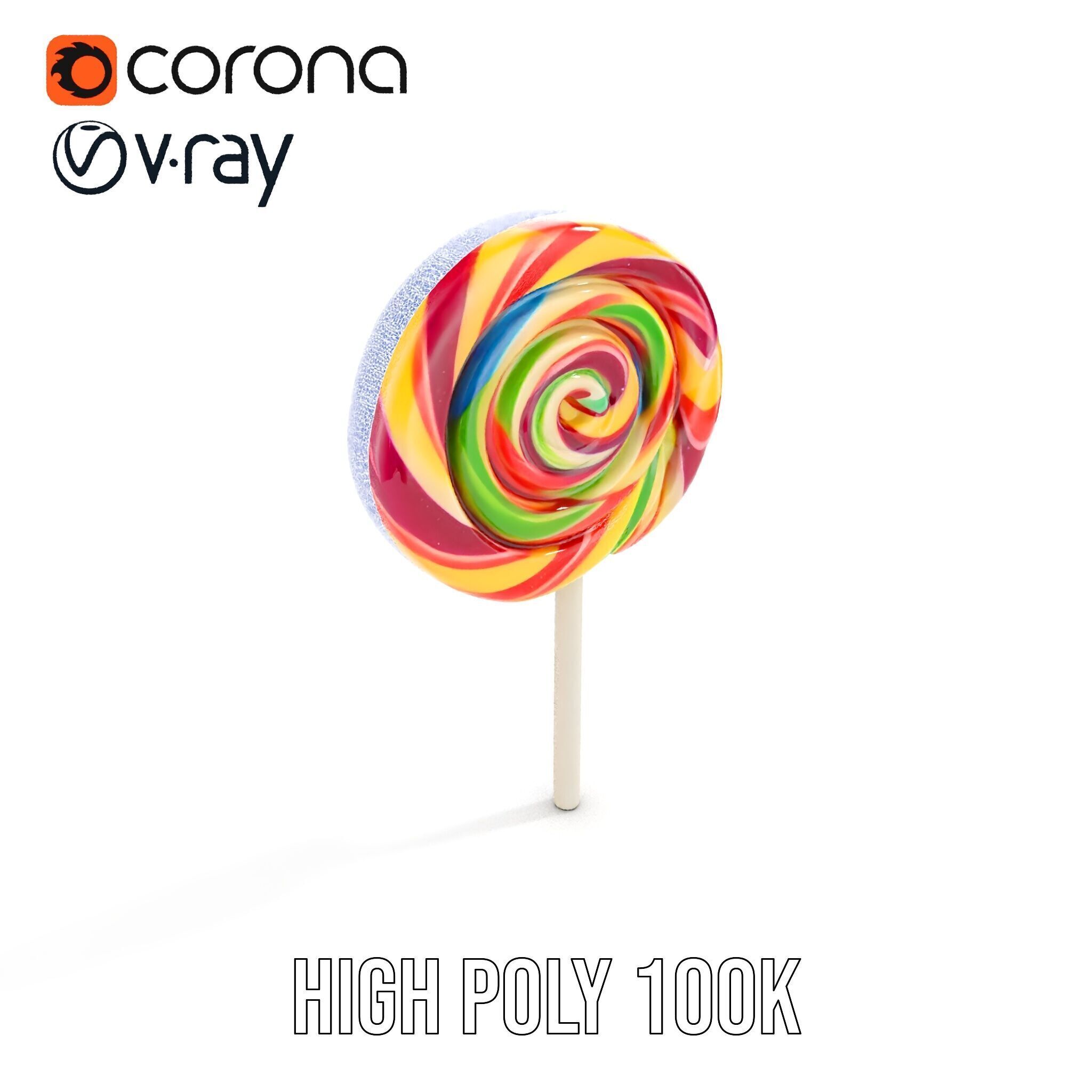 Colorful Lollipop D model pack Low-poly 3D model_36