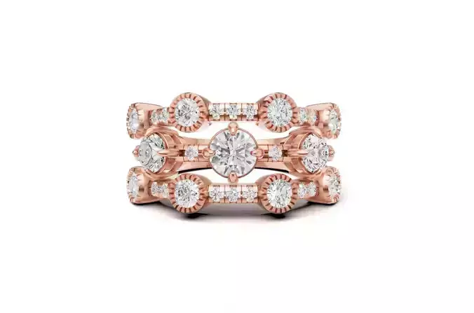 Women Round Diamond Multi Band Ring 