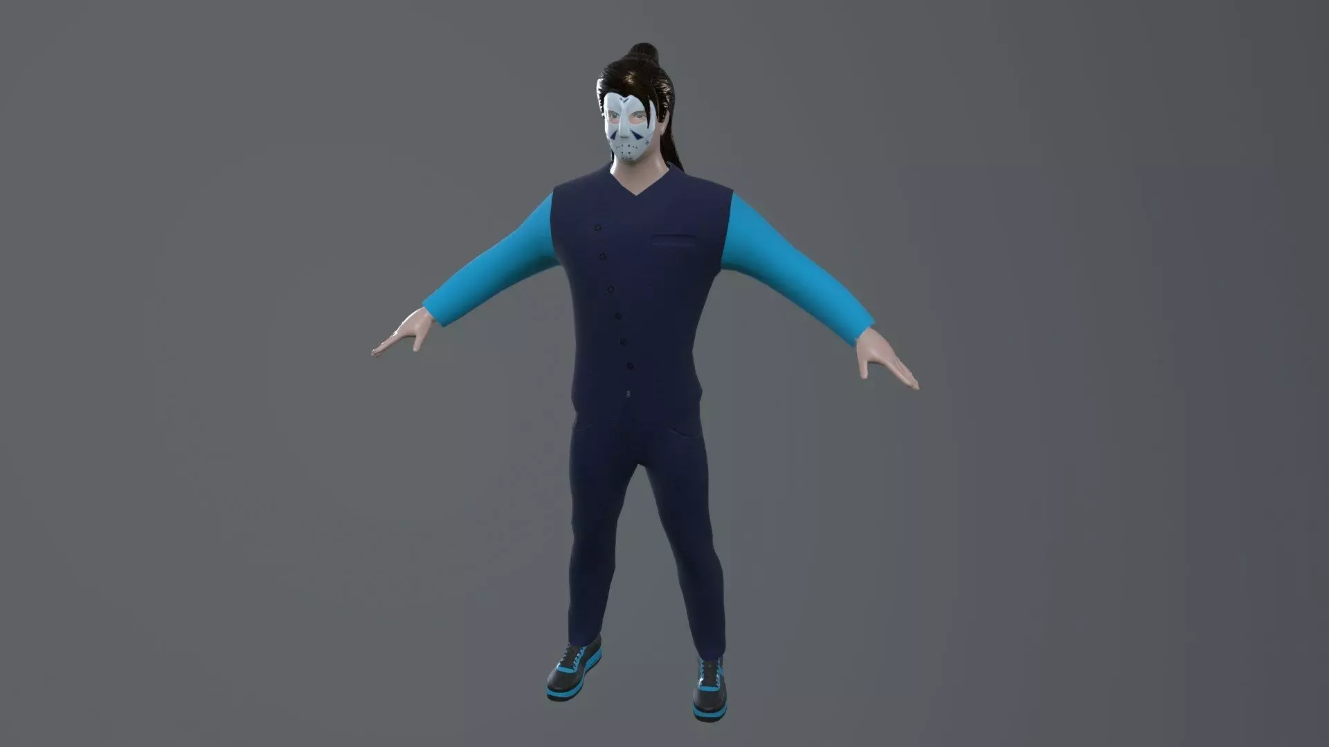 character with mask 3D model_0