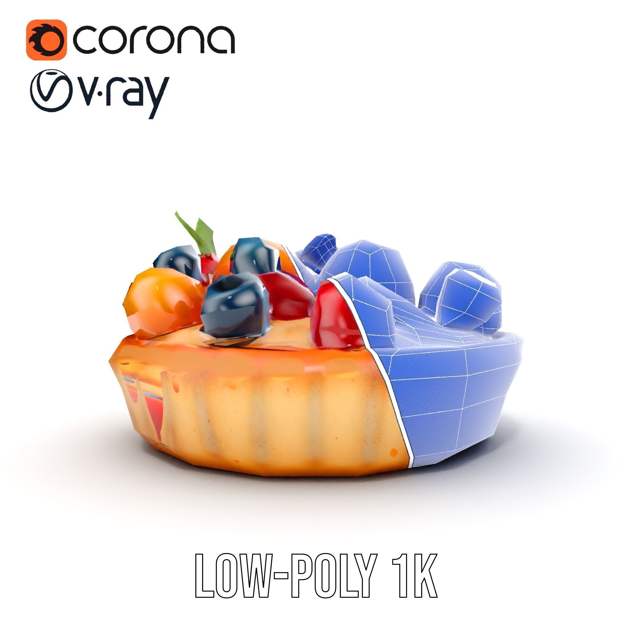 Fruit Tart Model Pack with Detailed PBR Textures Low-poly 3D model_29