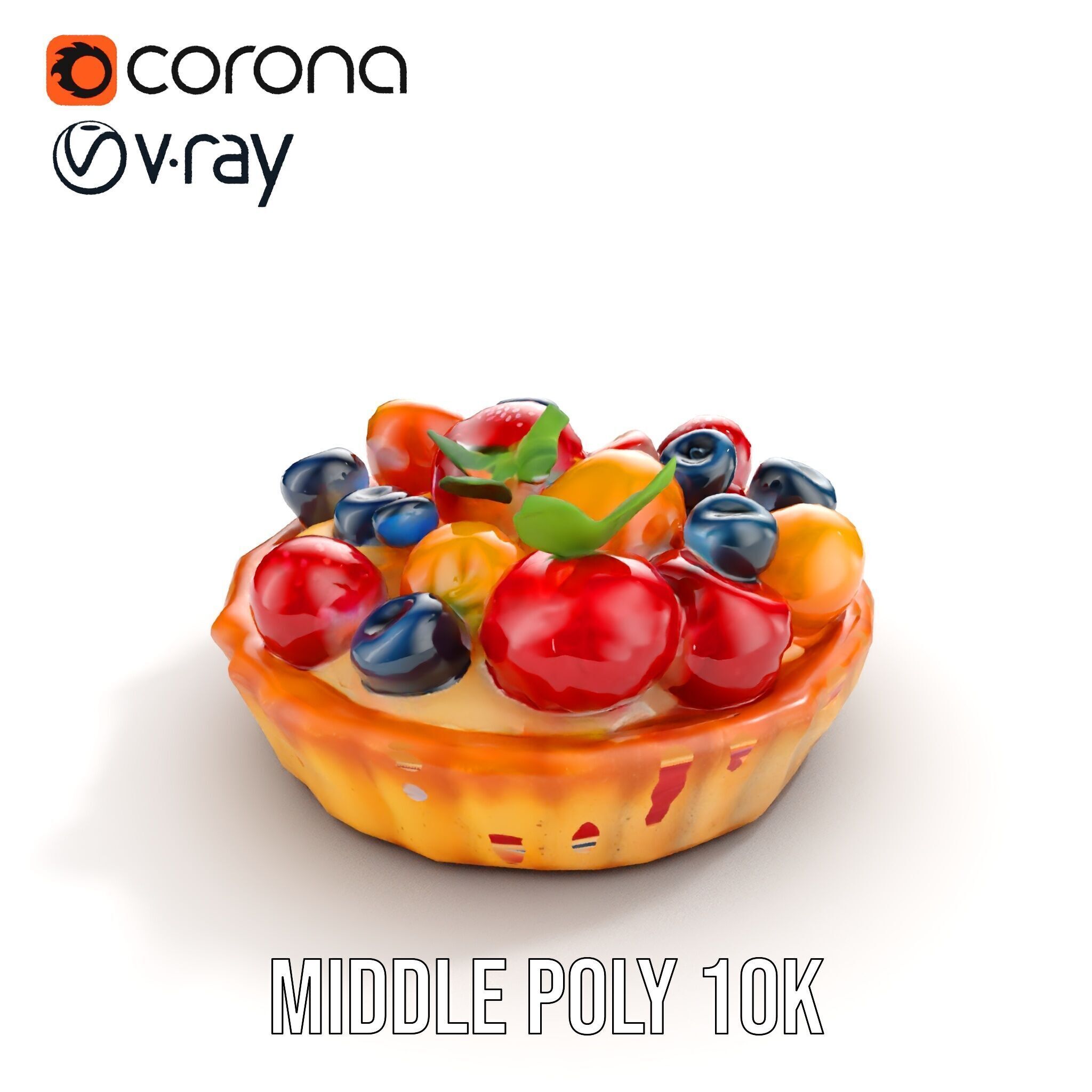 Fruit Tart Model Pack with Detailed PBR Textures Low-poly 3D model_6