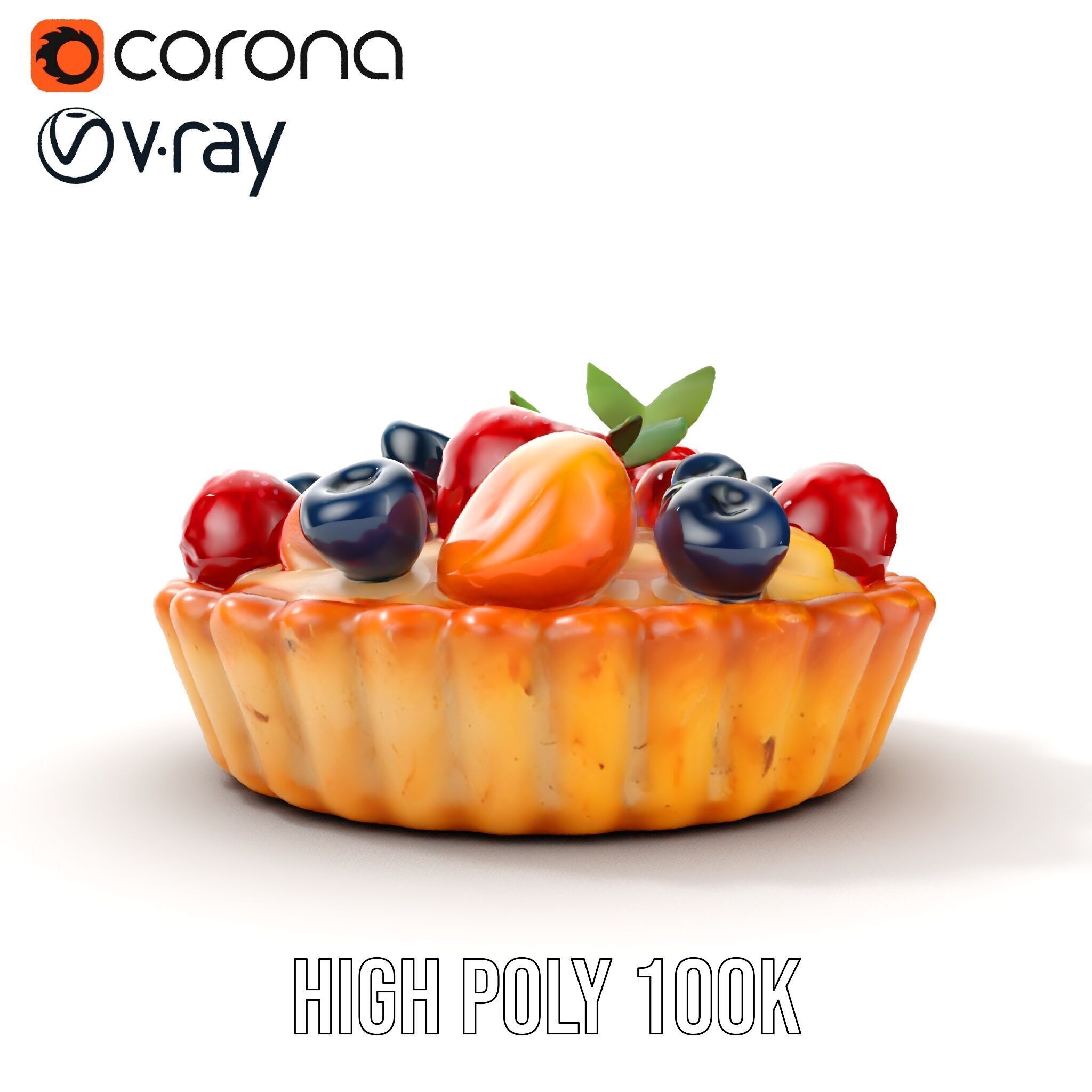 Fruit Tart Model Pack with Detailed PBR Textures Low-poly 3D model_36