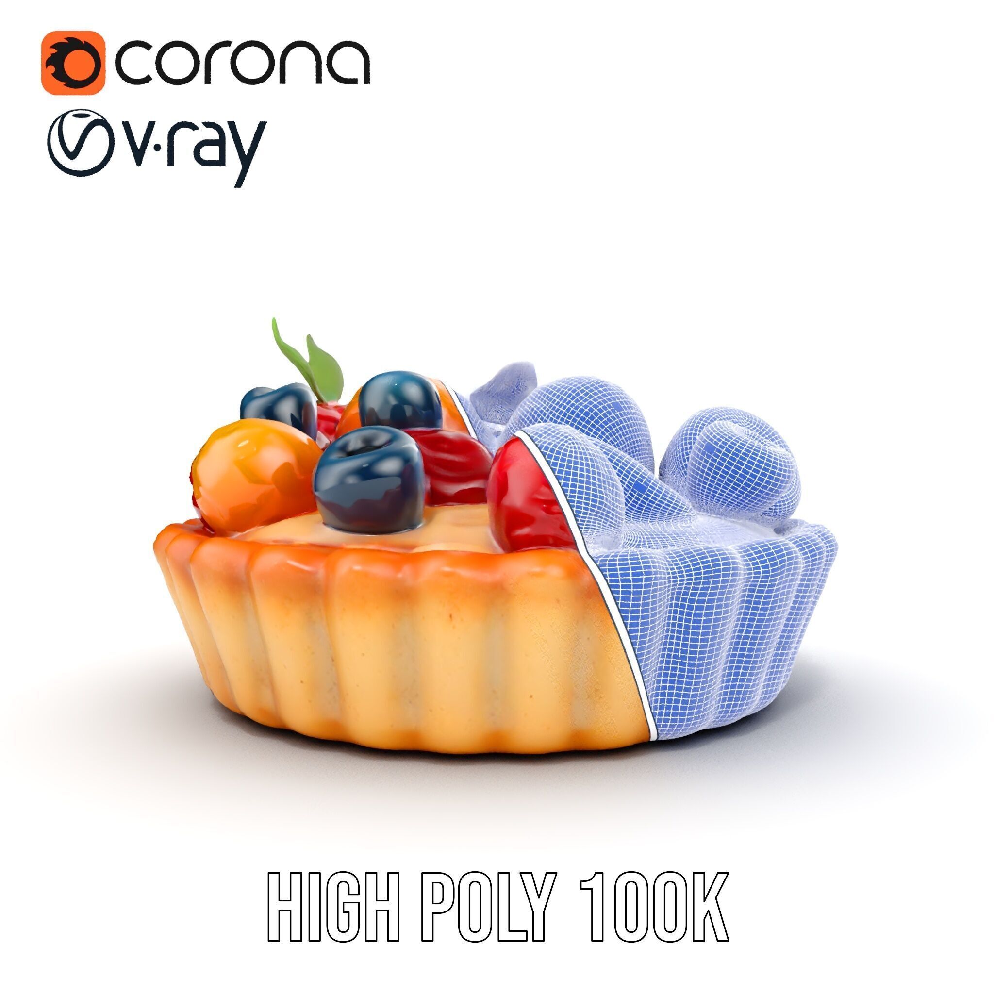 Fruit Tart Model Pack with Detailed PBR Textures Low-poly 3D model_38