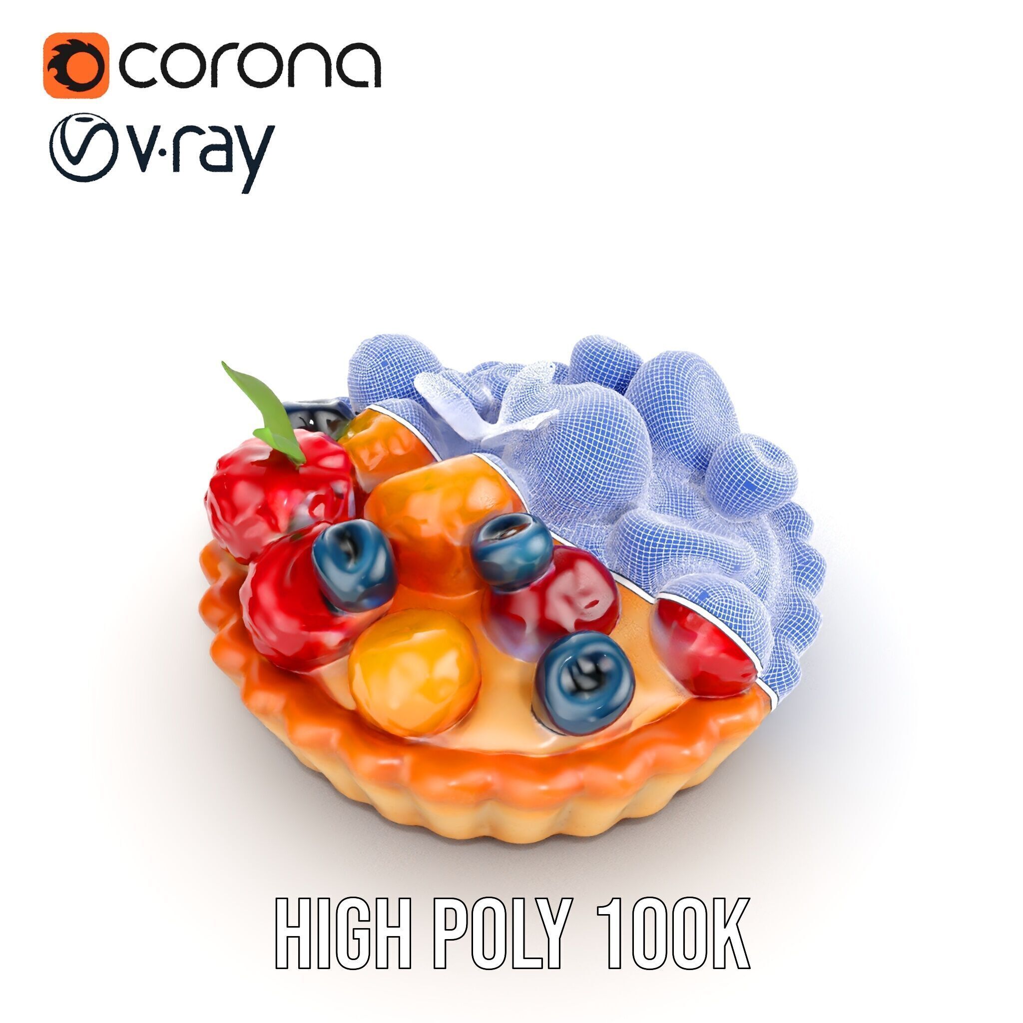 Fruit Tart Model Pack with Detailed PBR Textures Low-poly 3D model_32