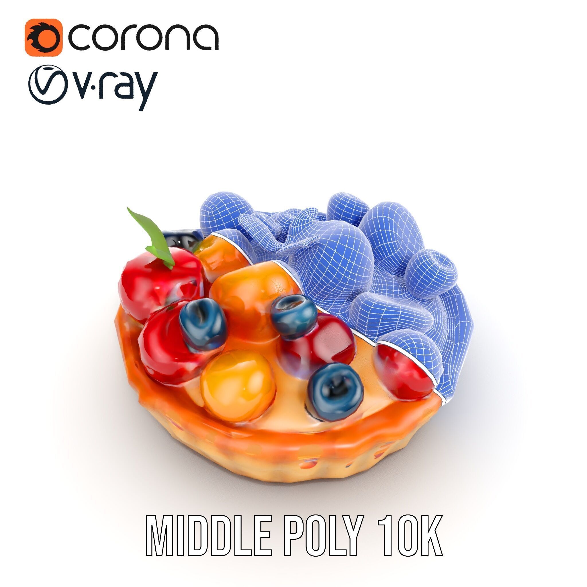 Fruit Tart Model Pack with Detailed PBR Textures Low-poly 3D model_30