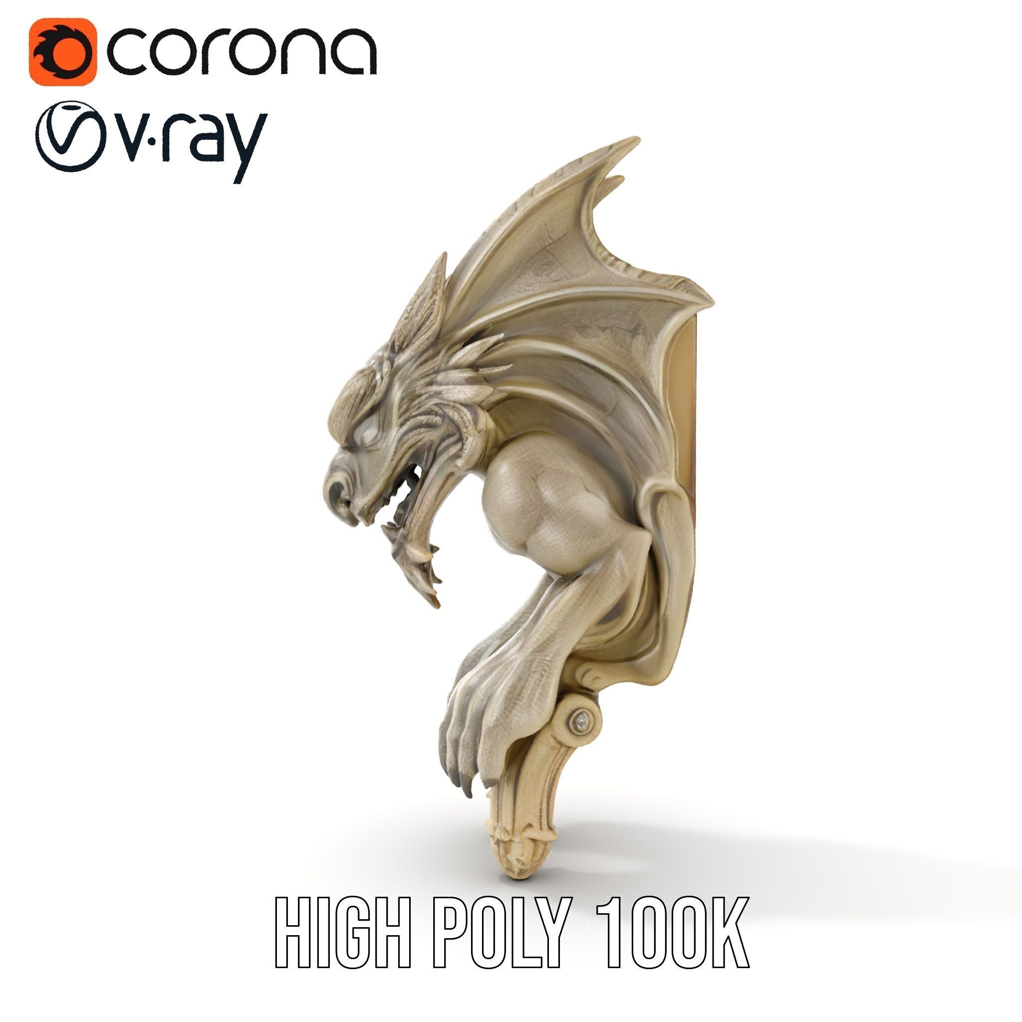 Gargoyle Sculpture D Model Pack Low-poly 3D model_21