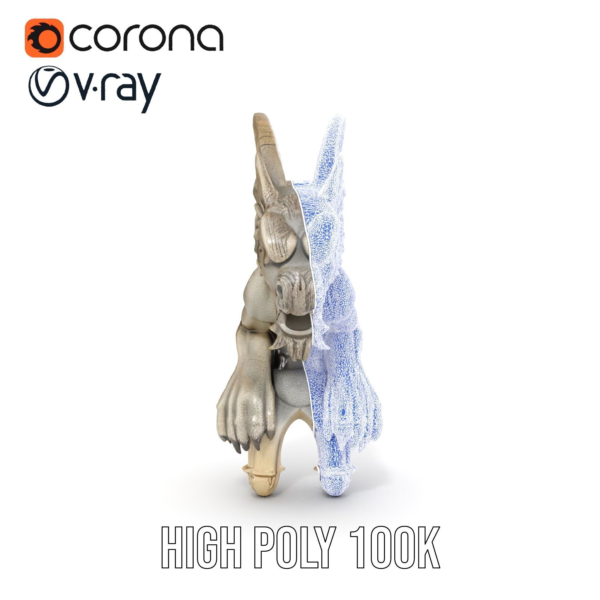 Gargoyle Sculpture D Model Pack Low-poly 3D model_35