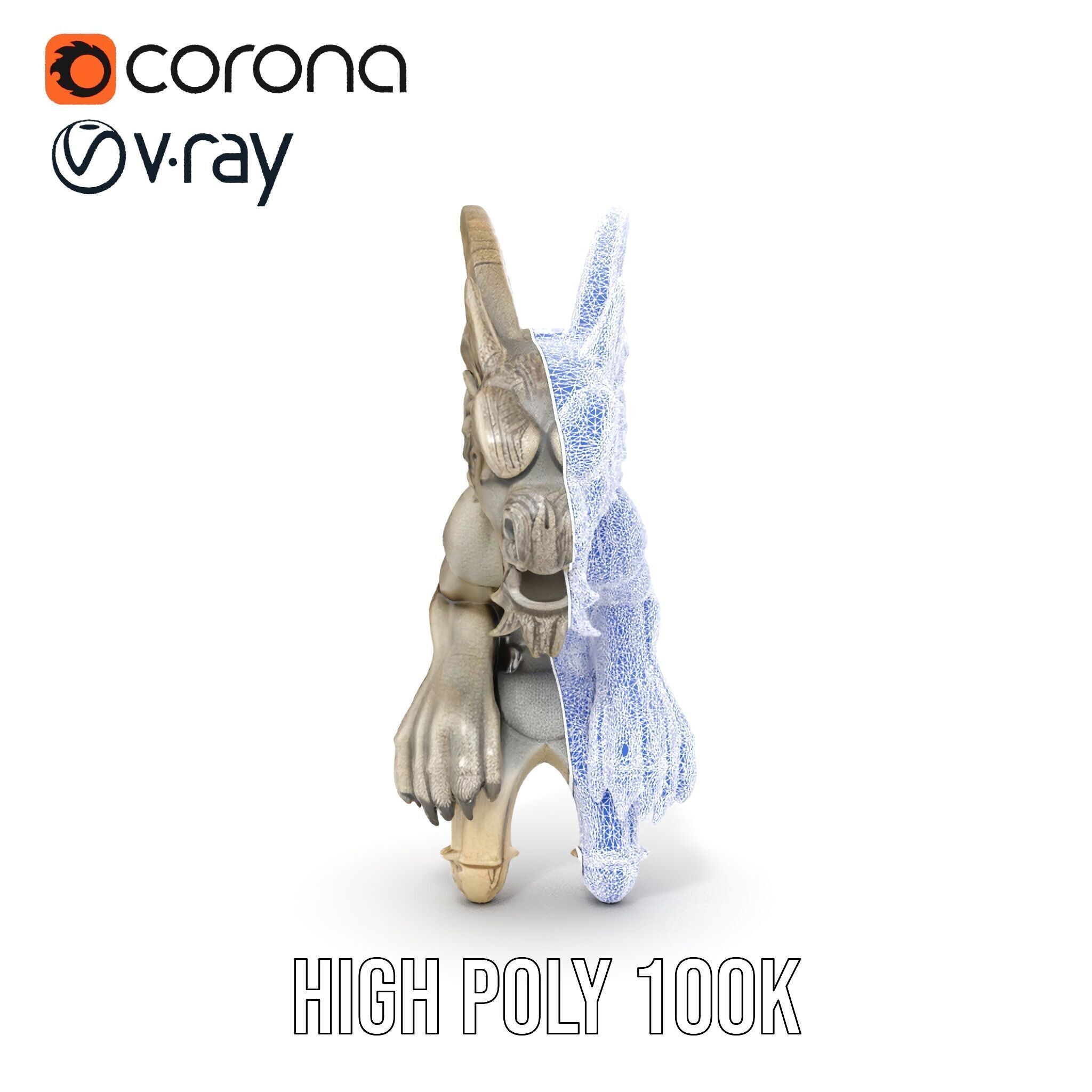 Gargoyle Sculpture D Model Pack Low-poly 3D model_32