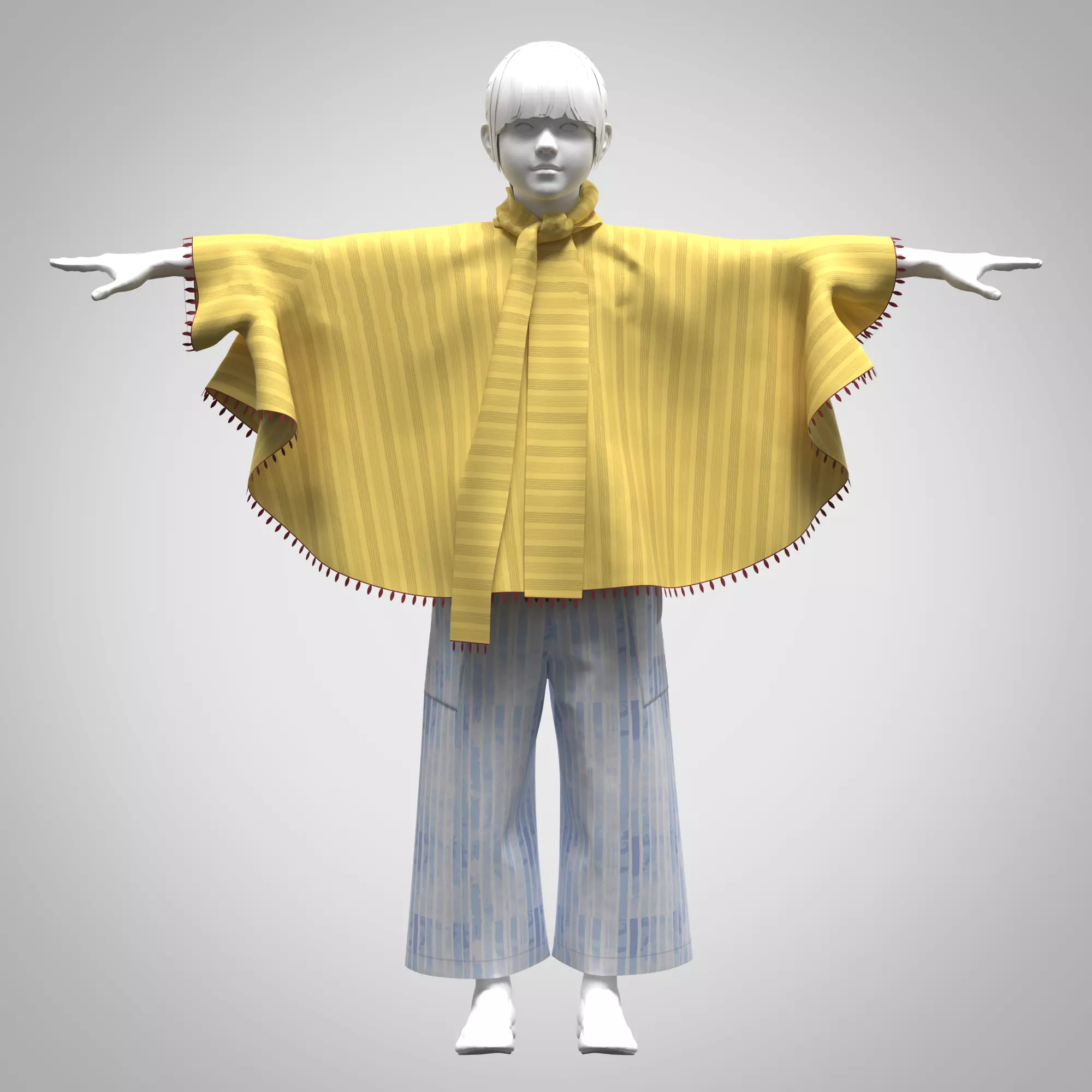 girls poncho and trouser 3d clothing model Low-poly 3D model
