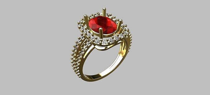 Oval Gemstone Ring 3D print model