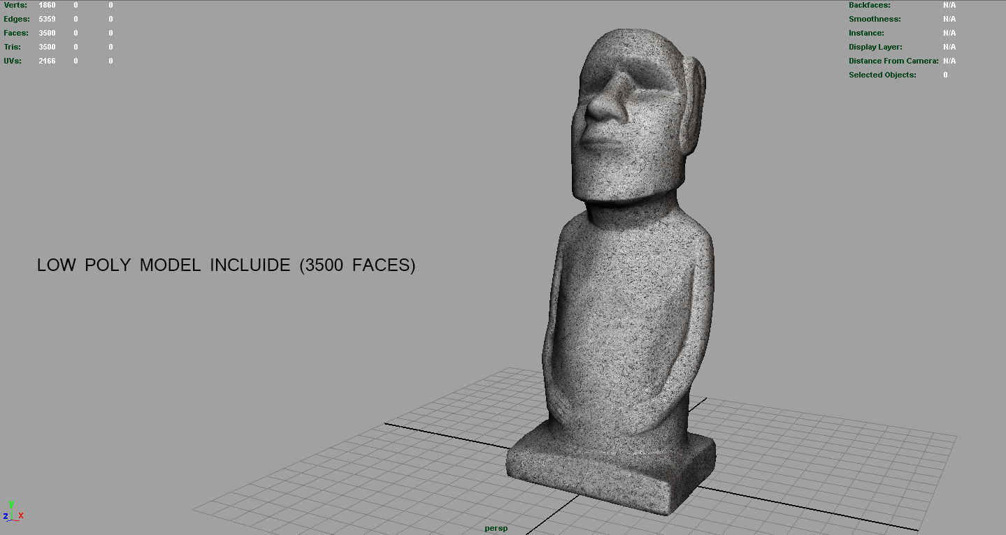 MOAI STATUE Low-poly 3D model_8