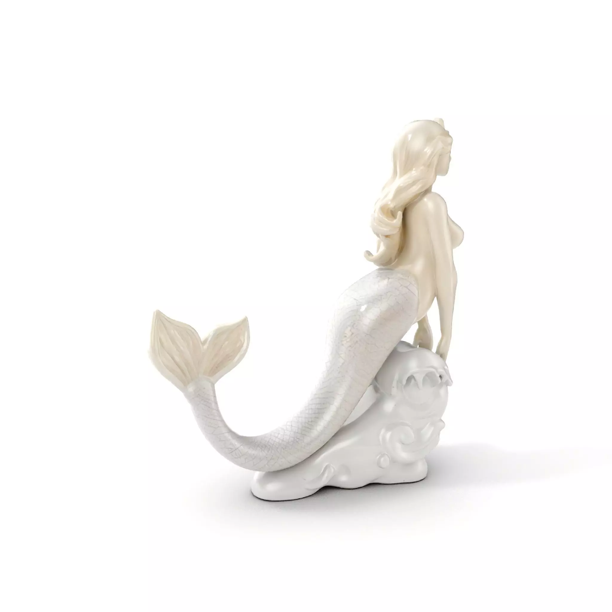 Elegant Mermaid Statue on Wave Model Pack Low-poly 3D model_0