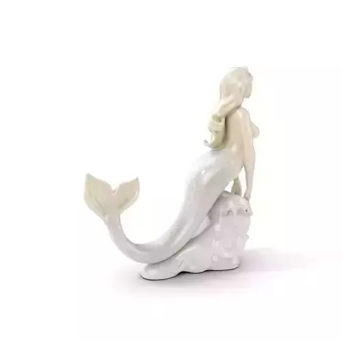 Elegant Mermaid Statue on Wave Model Pack Low-poly 3D model