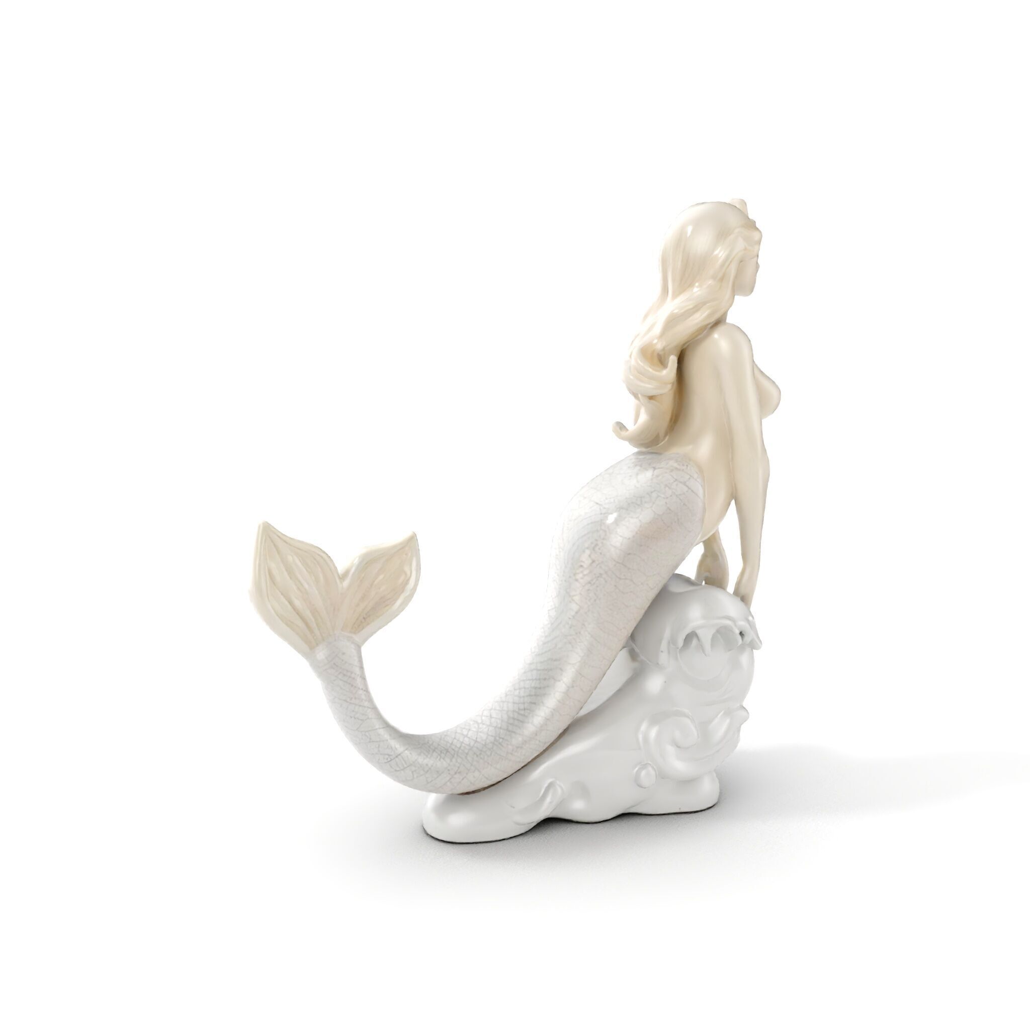 Elegant Mermaid Statue on Wave Model Pack Low-poly 3D model_9