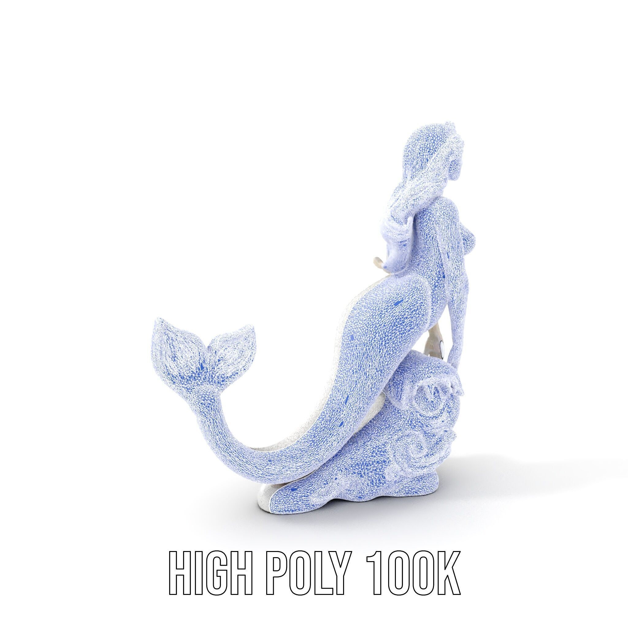 Elegant Mermaid Statue on Wave Model Pack Low-poly 3D model_23