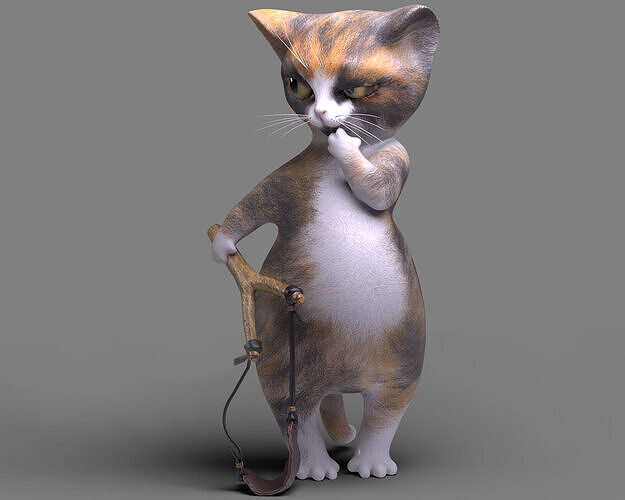 Mischievous kitten Low-poly 3D model