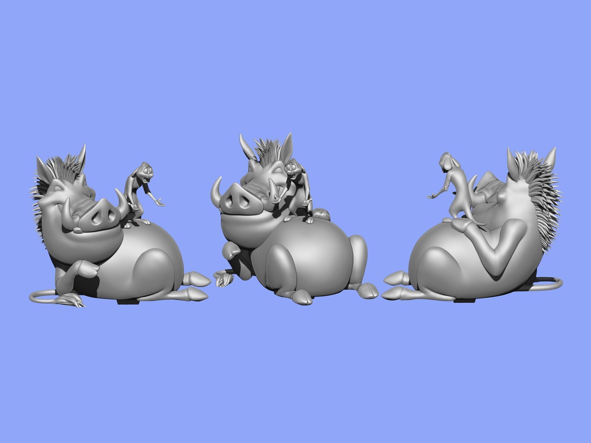 Timon and Pumbaa for 3d printing STL 3D print model_17