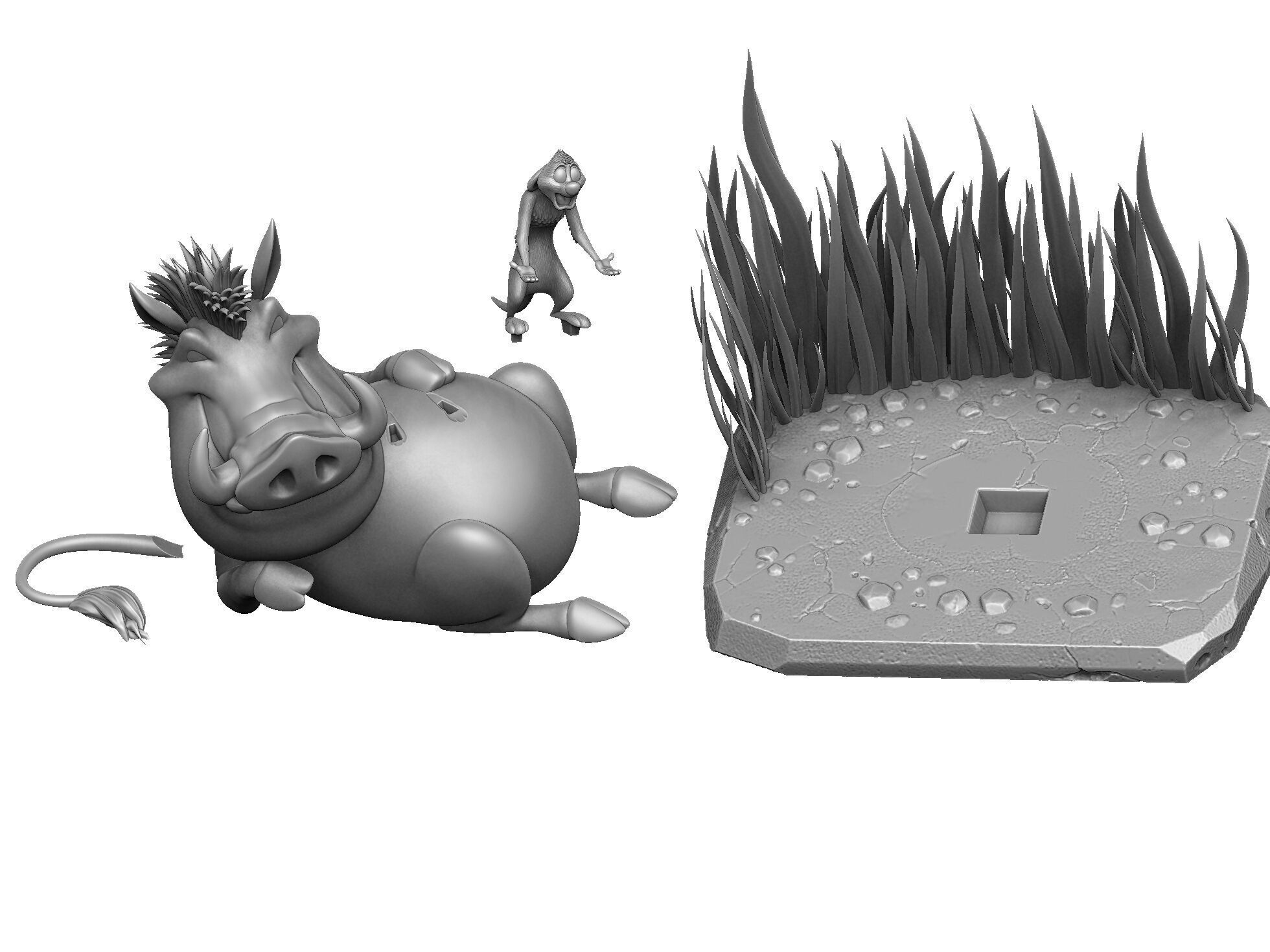 Timon and Pumbaa for 3d printing STL 3D print model_21