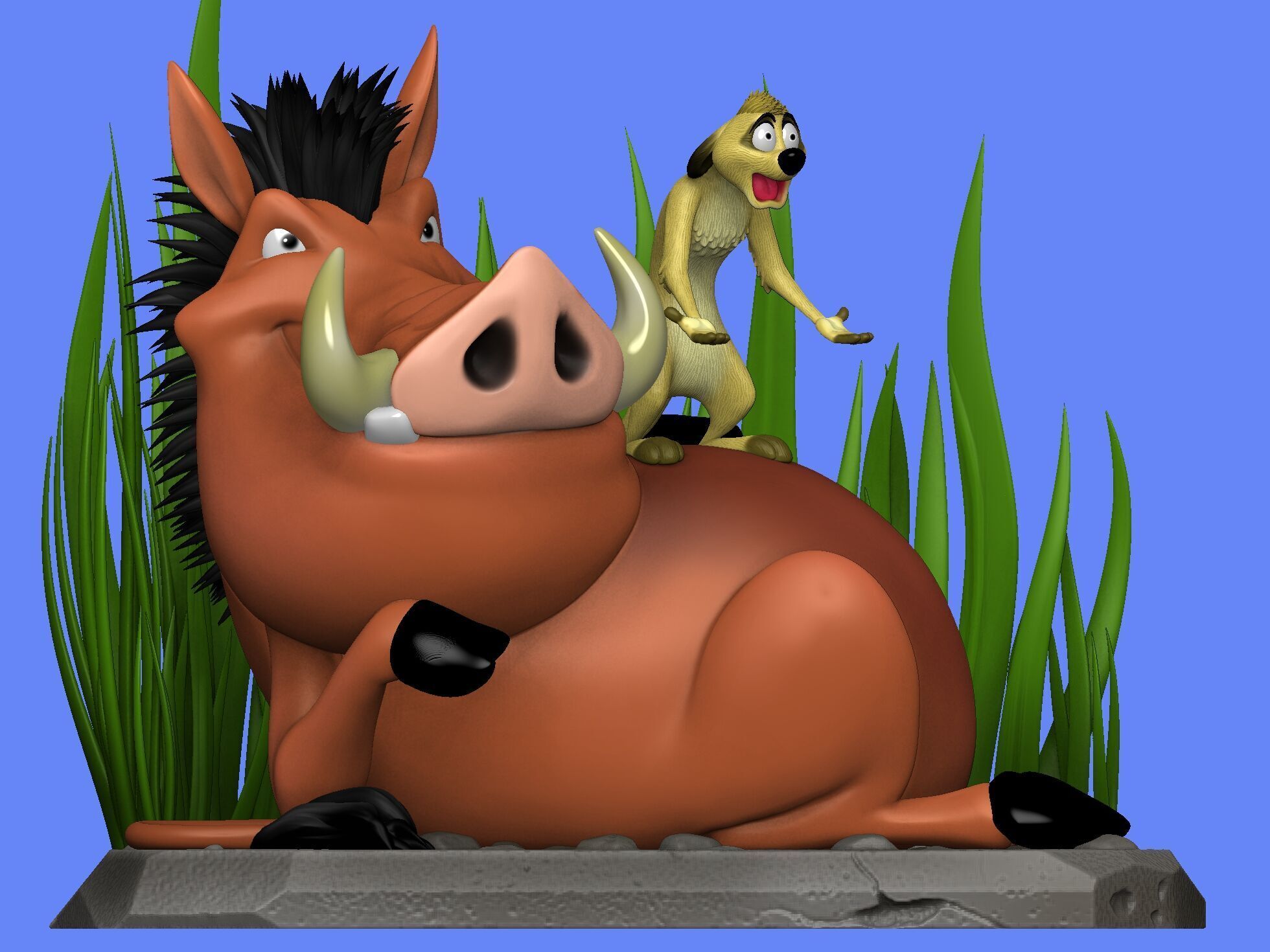Timon and Pumbaa for 3d printing STL 3D print model_11
