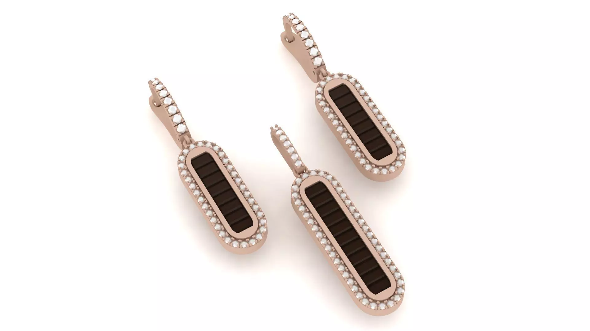 Baguette set Pendant - Earring 002 3D print model