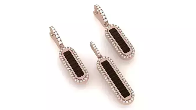 Baguette set Pendant - Earring 002