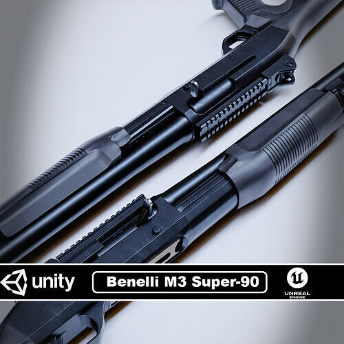 Benelli M3 Super-90 Low-poly 3D model