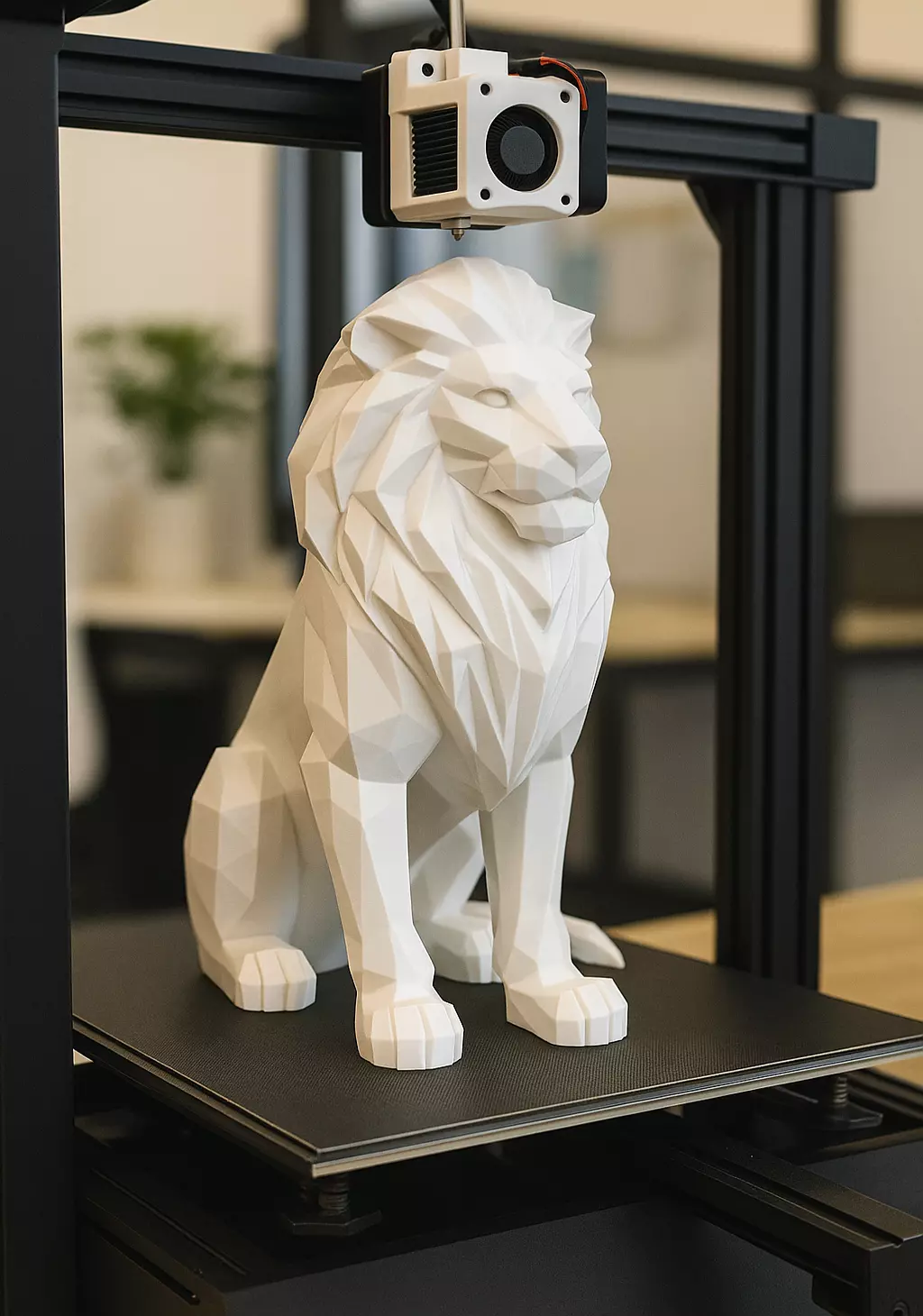 Low Poly Lion Statue STL 3D print model_0