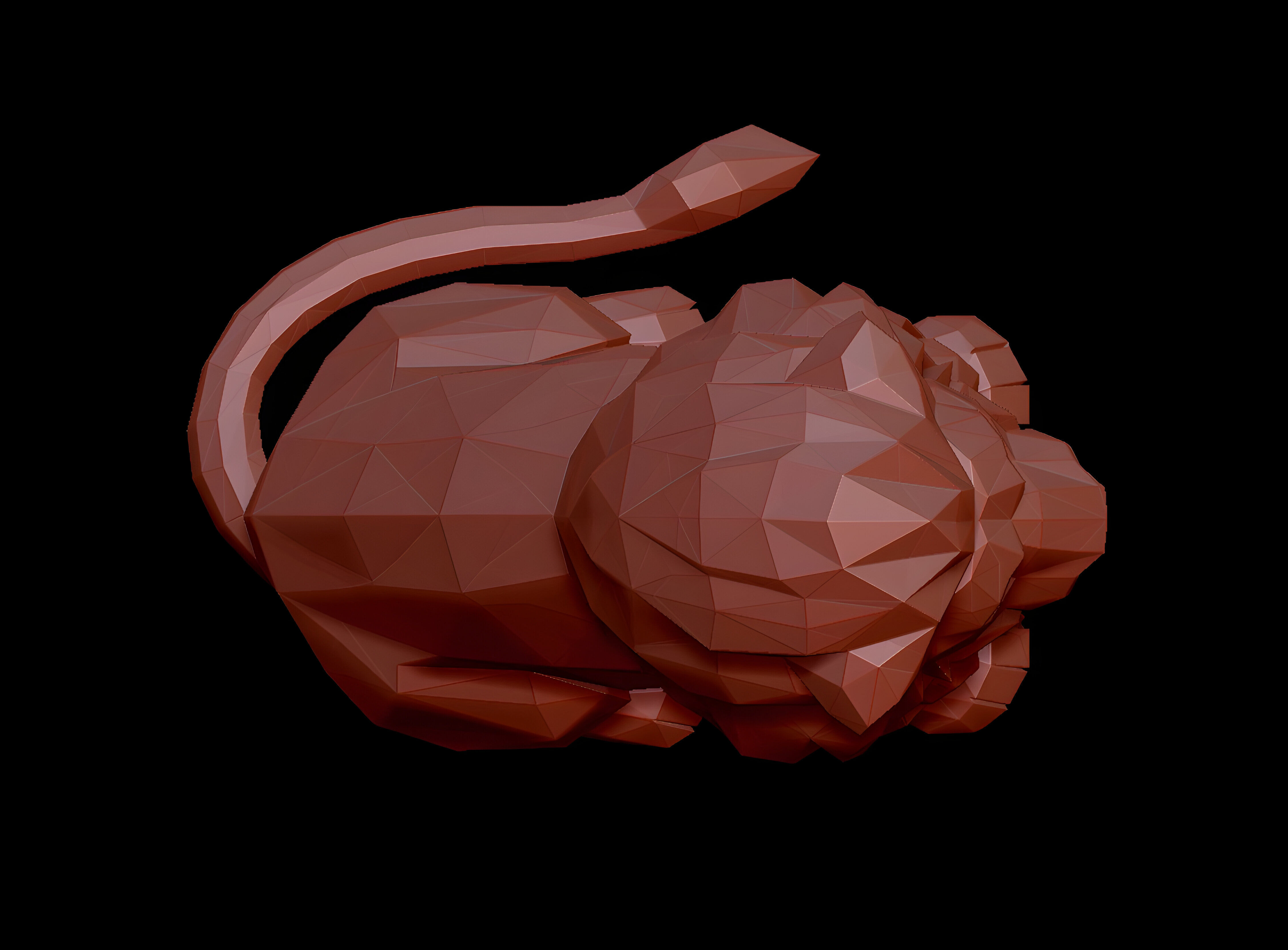 Low Poly Lion Statue STL 3D print model_3