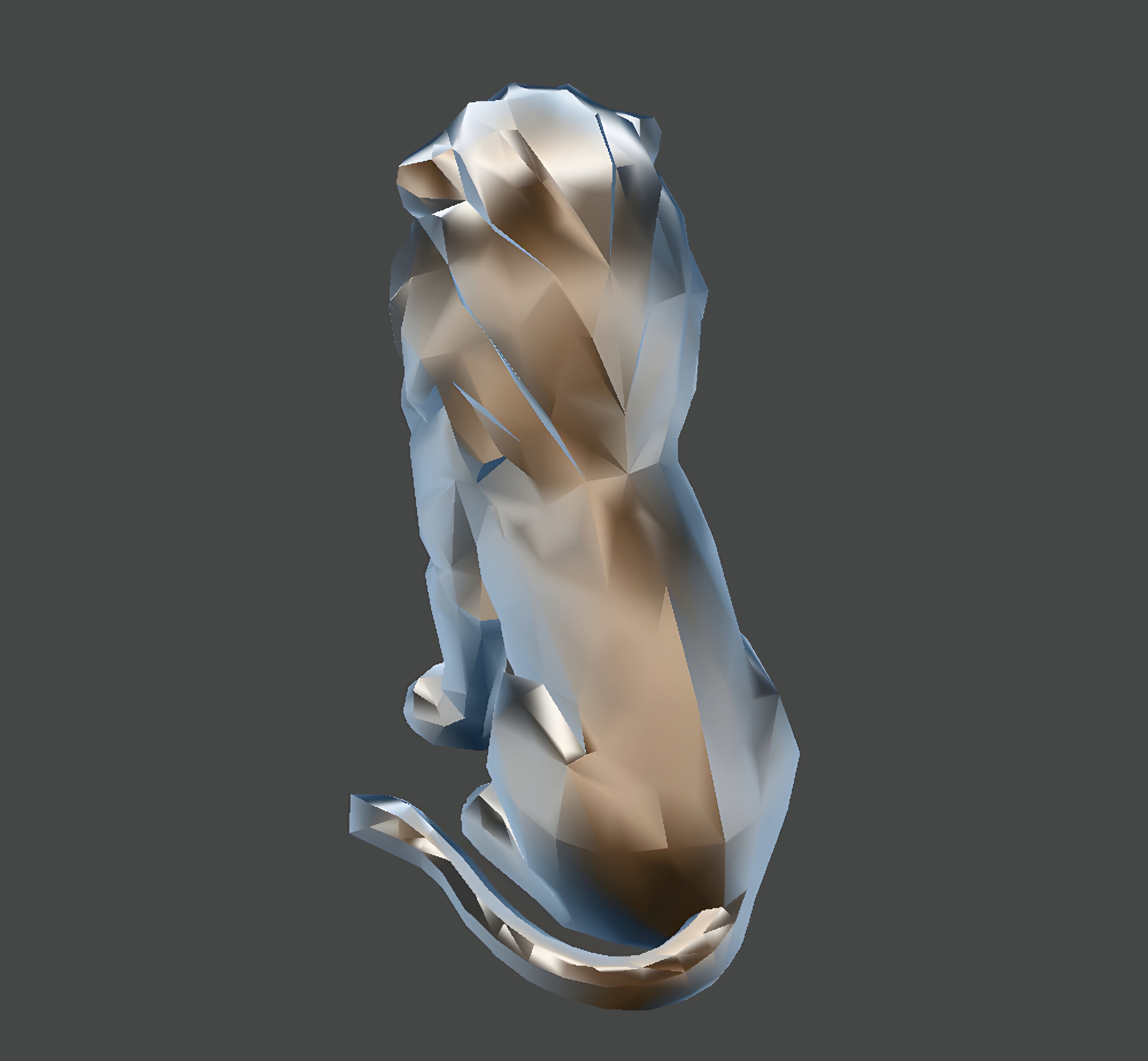 Low Poly Lion Statue STL 3D print model_5
