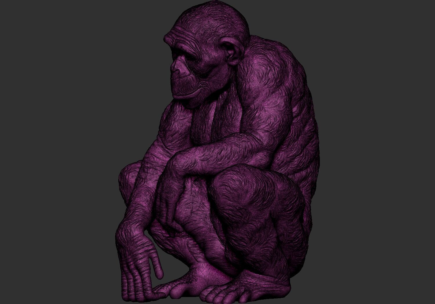 Chimpanzee monkey stl 3d printable model 3D print model_6
