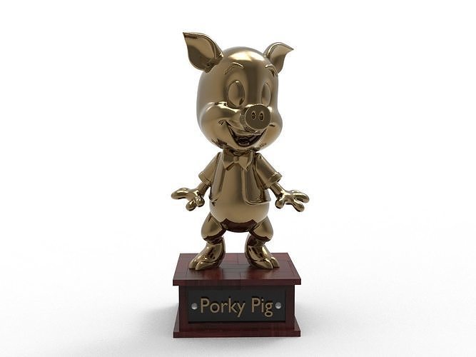 Porky Pig Cartoon Figure Low-poly 3D model