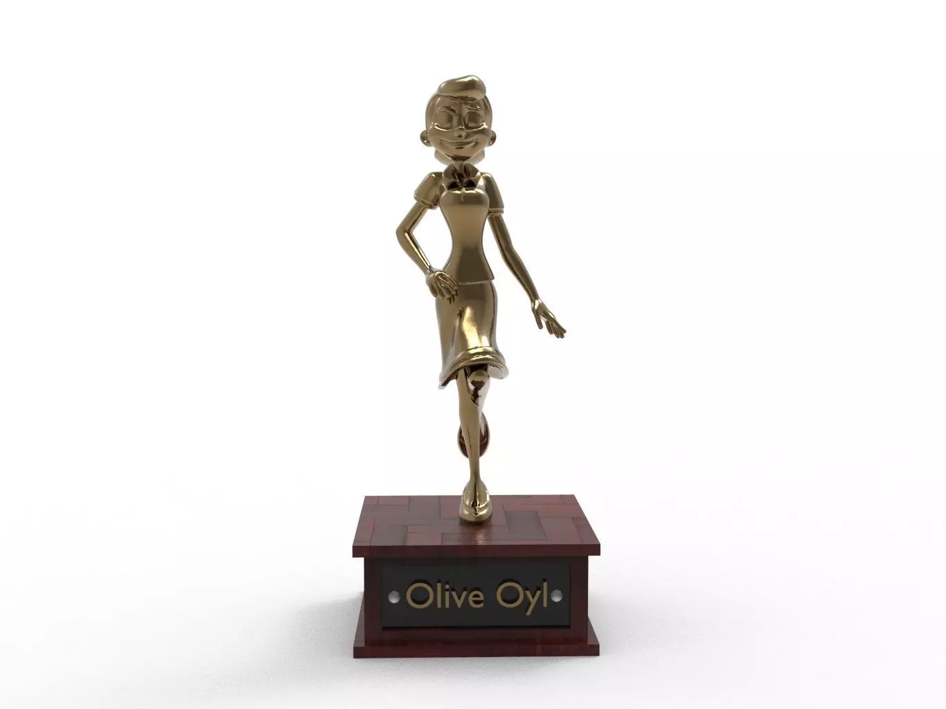 Olive Oyl Cartoon Figure Low-poly 3D model_0