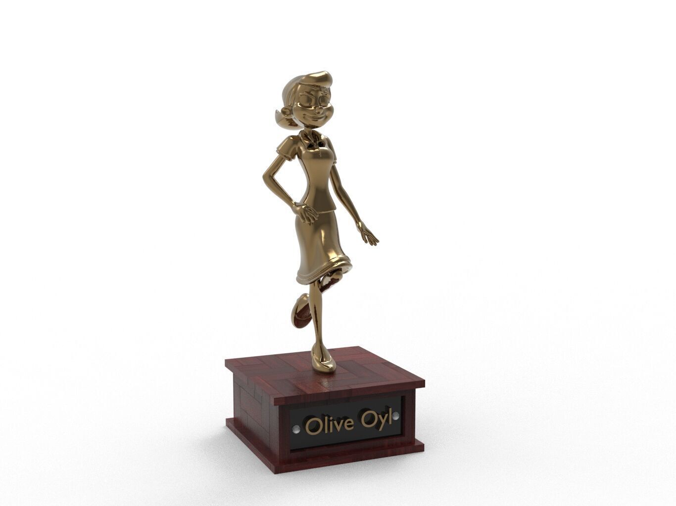 Olive Oyl Cartoon Figure Low-poly 3D model_1