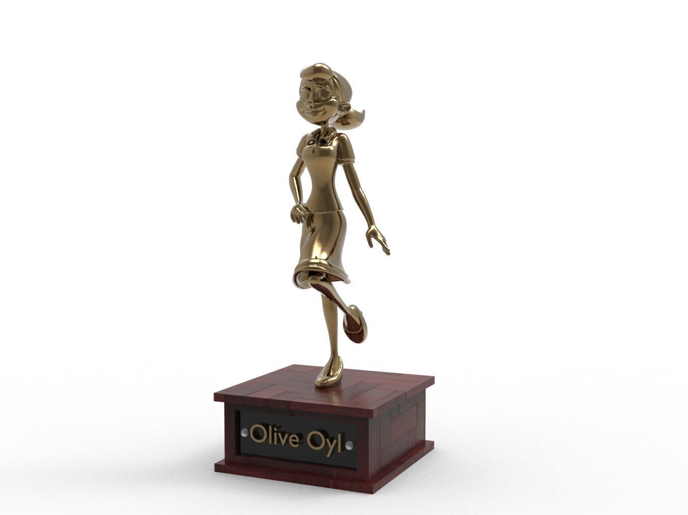 Olive Oyl Cartoon Figure Low-poly 3D model_2