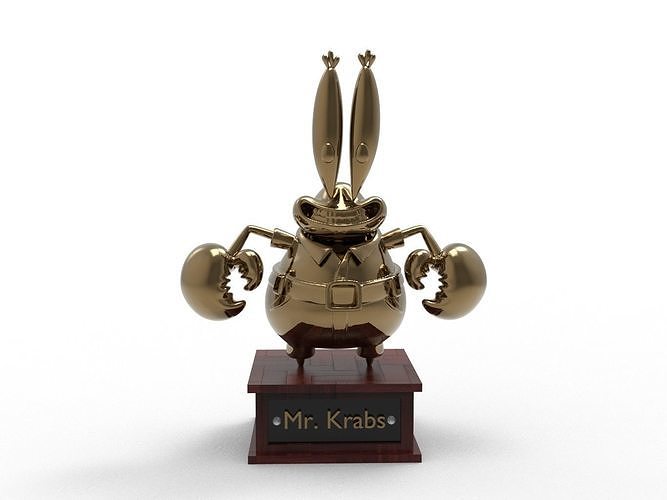 Mr Krabs Cartoon Figure Low-poly 3D model