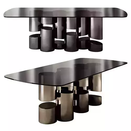 Silverstone Glass and metal table by Rivatelier
