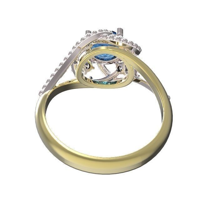 Ring sapphire and diamond 3D print model_4