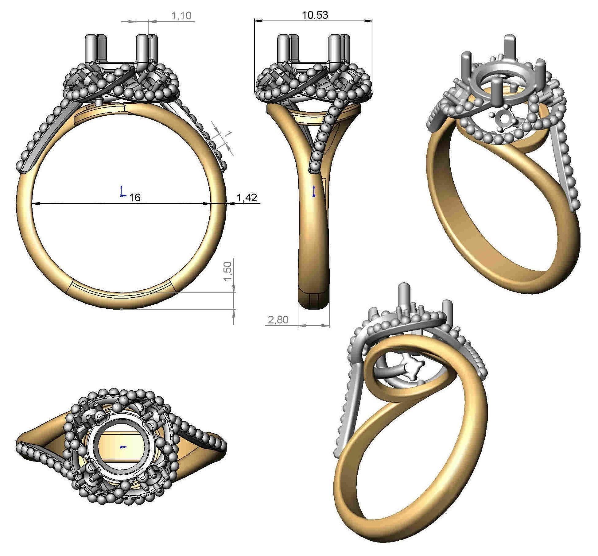 Ring sapphire and diamond 3D print model_8