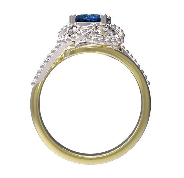 Ring sapphire and diamond 3D print model_3