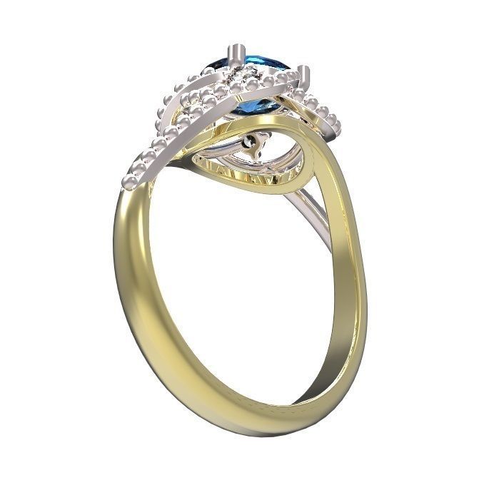 Ring sapphire and diamond 3D print model_5