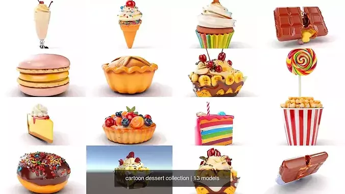 cartoon dessert collection 3D Model Pack