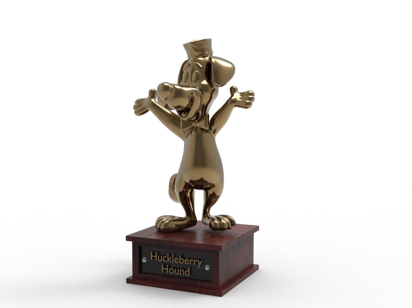 Huckleberry Hound Cartoon Figure Low-poly 3D model_2