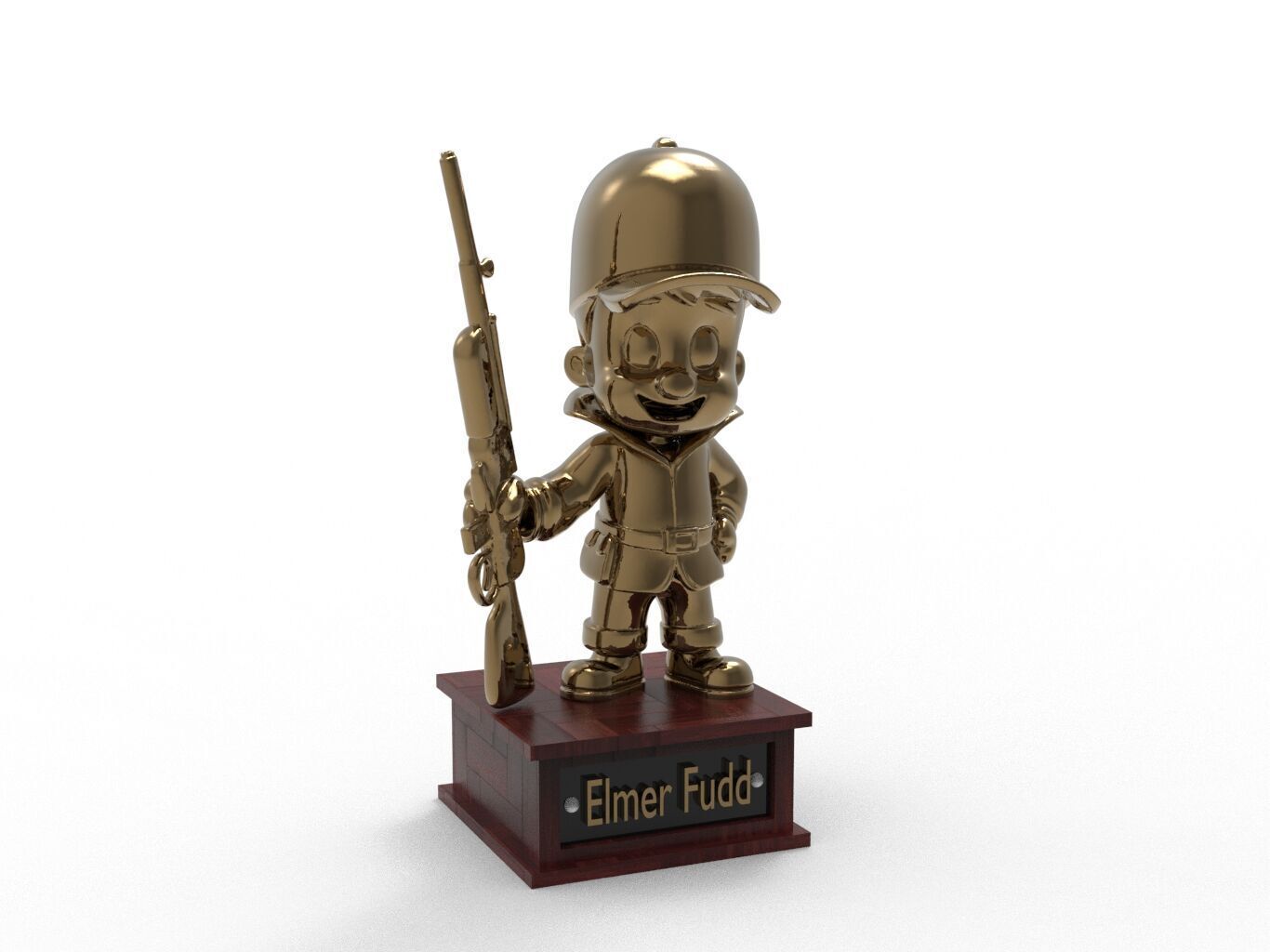 Elmer Fudd Cartoon Figure Low-poly 3D model_1