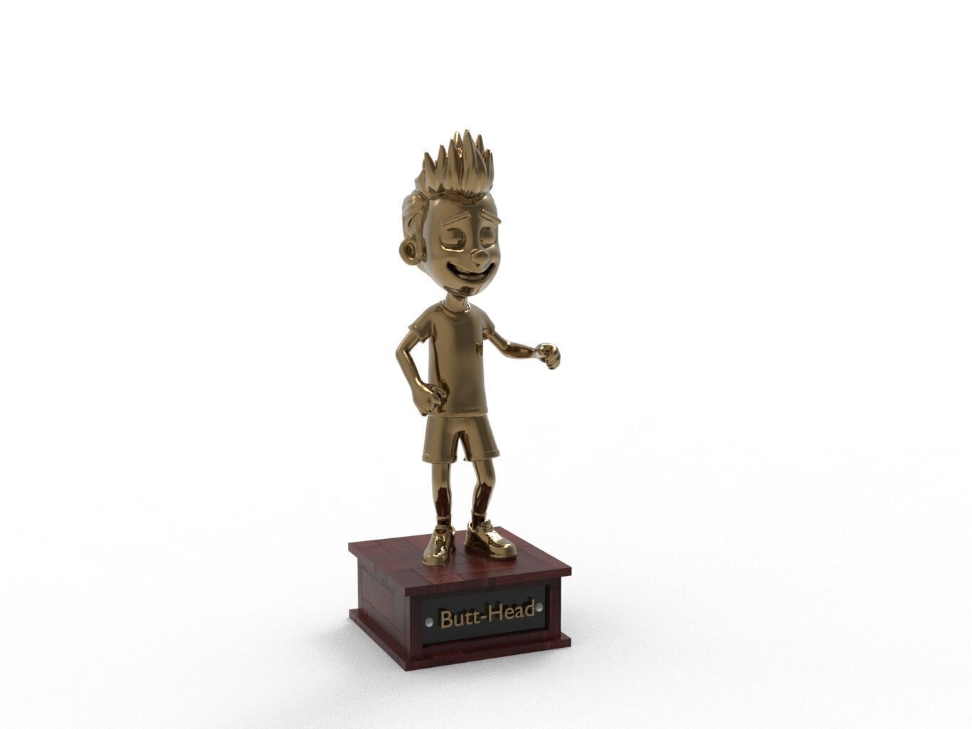 Butt-Head Cartoon Figure Low-poly 3D model_1