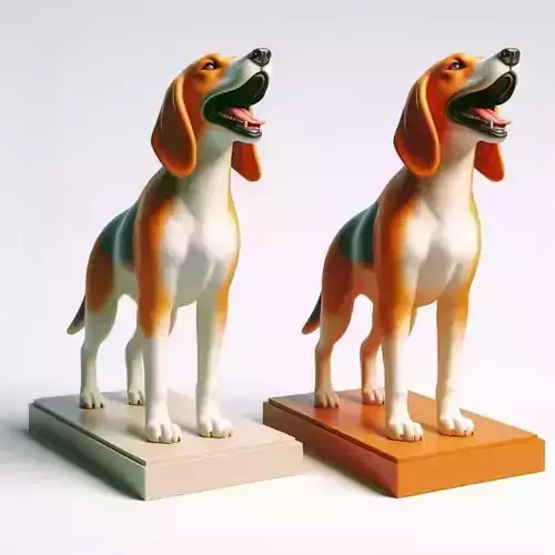 993  Color 3D Model of a Laughing  Beagle Dog on a Pedestal pug 3D print model