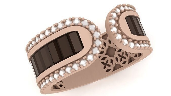 Ring 006 - 4 Size - 59 - 56 - 53 - 50 - Baguette 3D print model